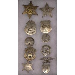 Ten Old West Badges all Different