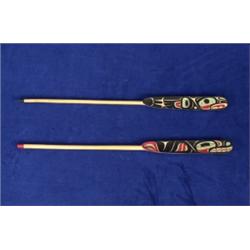 Two Soap Berry Spoons Finely Carved a