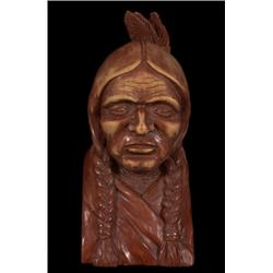 Old Finely Carved Native Bust by W. S