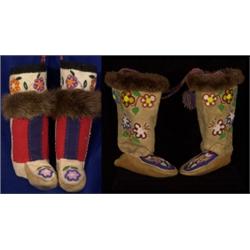 Two Pairs of Beaded Athabascan Highto