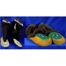 Pair of Beaded Moccasins with Crow De