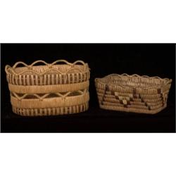 Two Old Salish Baskets 8" L. 4 1/2" H