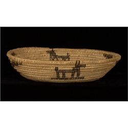 Papago Figured Oval Basket with Dog a