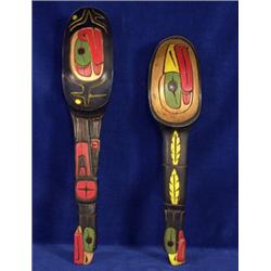 Two Carved West Coast Feast Ladles 12