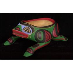 Carved Native Frog Bowl Unsigned 7 3/