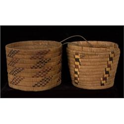 Two Salish Circular Baskets 9 1/2" D.