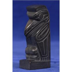 Haida Raven Argillite Totem 3 1/4" H.