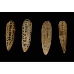 Four Carved Antler Gaming Pieces 4 1/4" - 