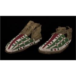 19TH C. Plains Beaded Moccasins with Parfl