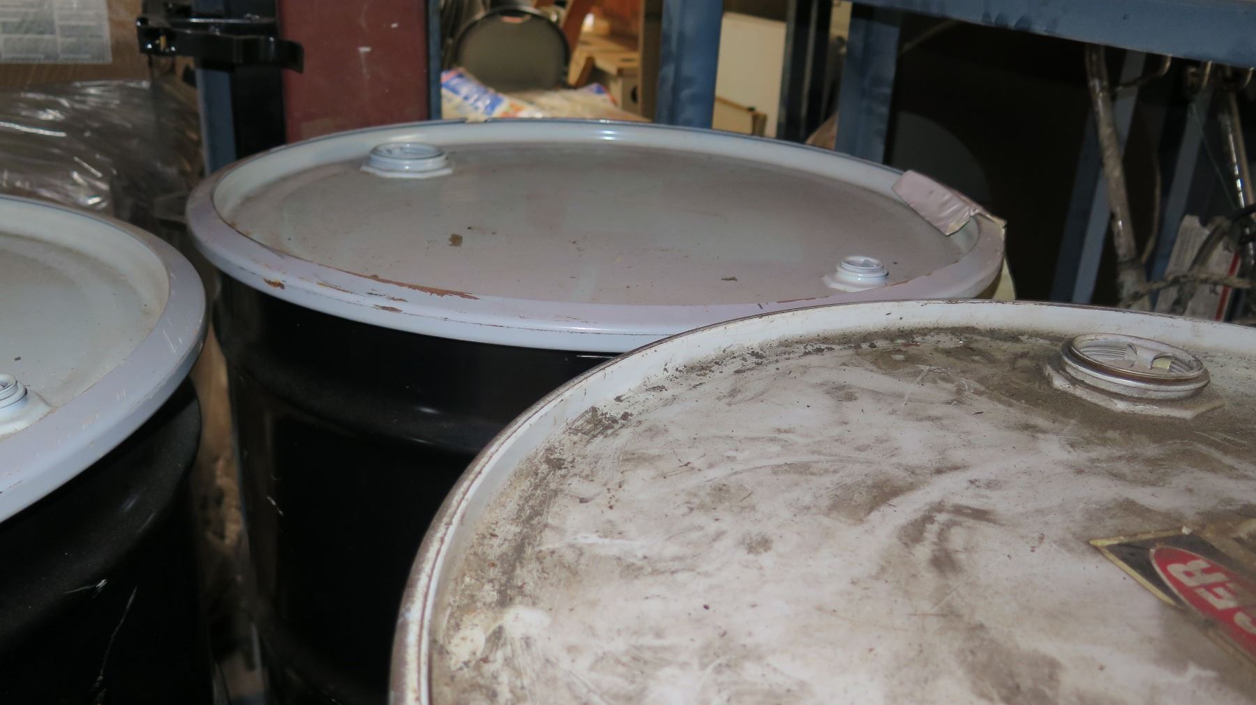 Qty 3 Empty Metal Drum 55-Gallon, Appears Unused, (Marked Flammable ...