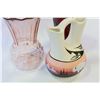 Image 2 : SIGNED POTTERY JUG AND TWO GLASS VASES