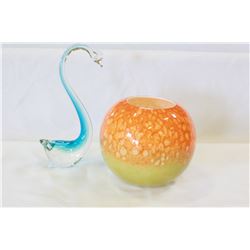 ART GLASS VASE AND SWAN