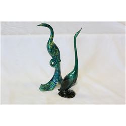 TWO 15" BIRD FIGURES CALIFORNIA AND BLUE MOUNTAIN POTTERIES