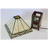 Image 1 : LEADED GLASS LAMP AND LAMP SHADE