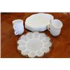 Image 1 : FOUR VINTAGE MILK GLASS SNACK SETS AND EGG TRAY