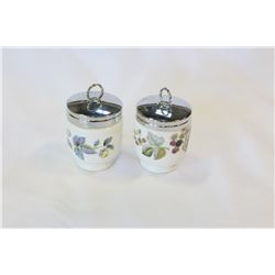 TWO ROYAL WORCESTER PORCELAIN EGG CODDLERS