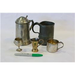 LOT OF VINTAGE PEWTER MUGS