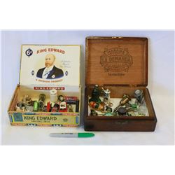 TWO CIGAR BOXES OF ASSORTED MINATURES