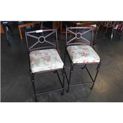 PAIR OF WROUGHT IRON PATIO BAR STOOLS