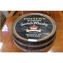 POTTERS SCOTCH WHISKEY BARRELL BOTTOM SIGN