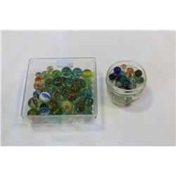 TWO CONTAINERS OF MARBLES