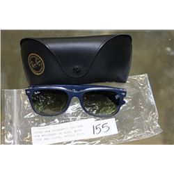 BRAND NEW AUTHENTIC RAY BAN NEW WAYFARER IN BLUE, WITH CASE AND CLOTH, RETAIL $175