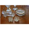 Image 2 : CRYSTAL SALT AND PEPPER AND OPEN SALTS AND KNIFE RESTS ETC