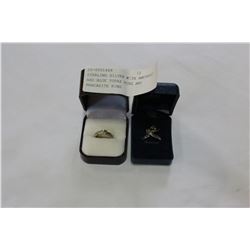STERLING SILVER WITH AMETHYST AND BLUE TOPAZ RING AND MARCASITE RING