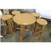 Image 1 : RATTAN TABLE AND FOUR STOOLS