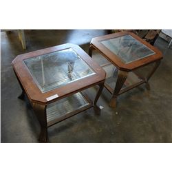 PAIR OF METAL AND GLASS ENDTABLES