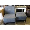 Image 2 : BLUE CHAIR AND OTTOMAN