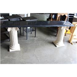 LARGE CONSOLE TABLE GLASS TOP ON PILLARS