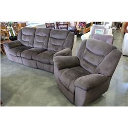 NEW MAZZIN HOME ELEGANCE BROWN MICROFIBRE DOUBLE RECLINER SOFA AND RECLINER CHAIR