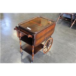 ANTIQUE WALNUT TEA TROLLEY WITH TRAY