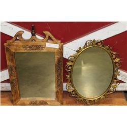 CARVED MIRROR AND ORANTE METAL FRAMED MIRROR