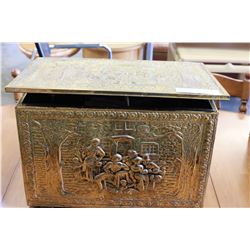 BRASS FIRE BOX WITH TOOLS AND HEATER
