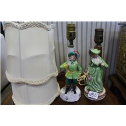 TWO OCCUPIED JAPAN LAMPS WITH SHADES
