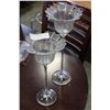 Image 1 : TWO GLASS CANDLE STANDS