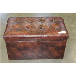 BROWN LEATHER HASSOCK