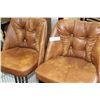Image 2 : PAIR OF BROWN LEATHER BARSTOOLS