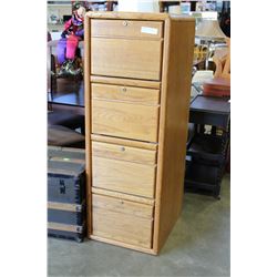 4 DRAWER OAK FILE CABINET