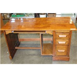 VINTAGE OAK AND MAPLE SINGLE PEDESTLE DESK