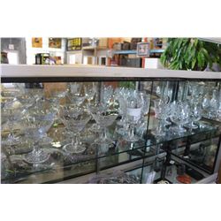 SHELF LOT OF MATCHING CRYSTAL STEWARE