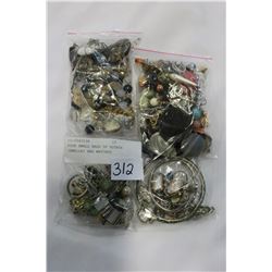 FOUR SMALL BAGS OF ESTATE JEWELLRY AND WATCHES