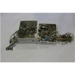 TWO TRAYS OF SILVER TONE ESTATE JEWELLRY