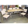 Image 1 : BRAND NEW FLOOR MODEL MAZZIN HOME ELEGANCE RUSTIC STYLE TRESTLE BASE DINING TABLE AND TWO LEAFS AND 