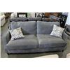 Image 2 : NEW FLOOR MODEL MAZZIN HOME ELEGANCE SOFT GREY FABRIC WITH STUDDED BRASS ACCENT AND THROW PILLOWS