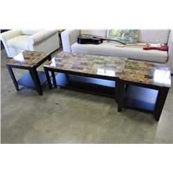 3-PIECE STONE LOOK COFFEE TABLE SET