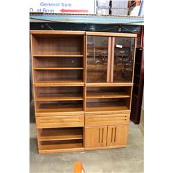 2-PIECE OAK WALL UNIT ILLUMINATED