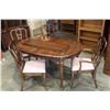 Image 1 : FRENCH PROVINCAL DINING TABLE WITH TWO LEAFS AND FOUR CHAIRS